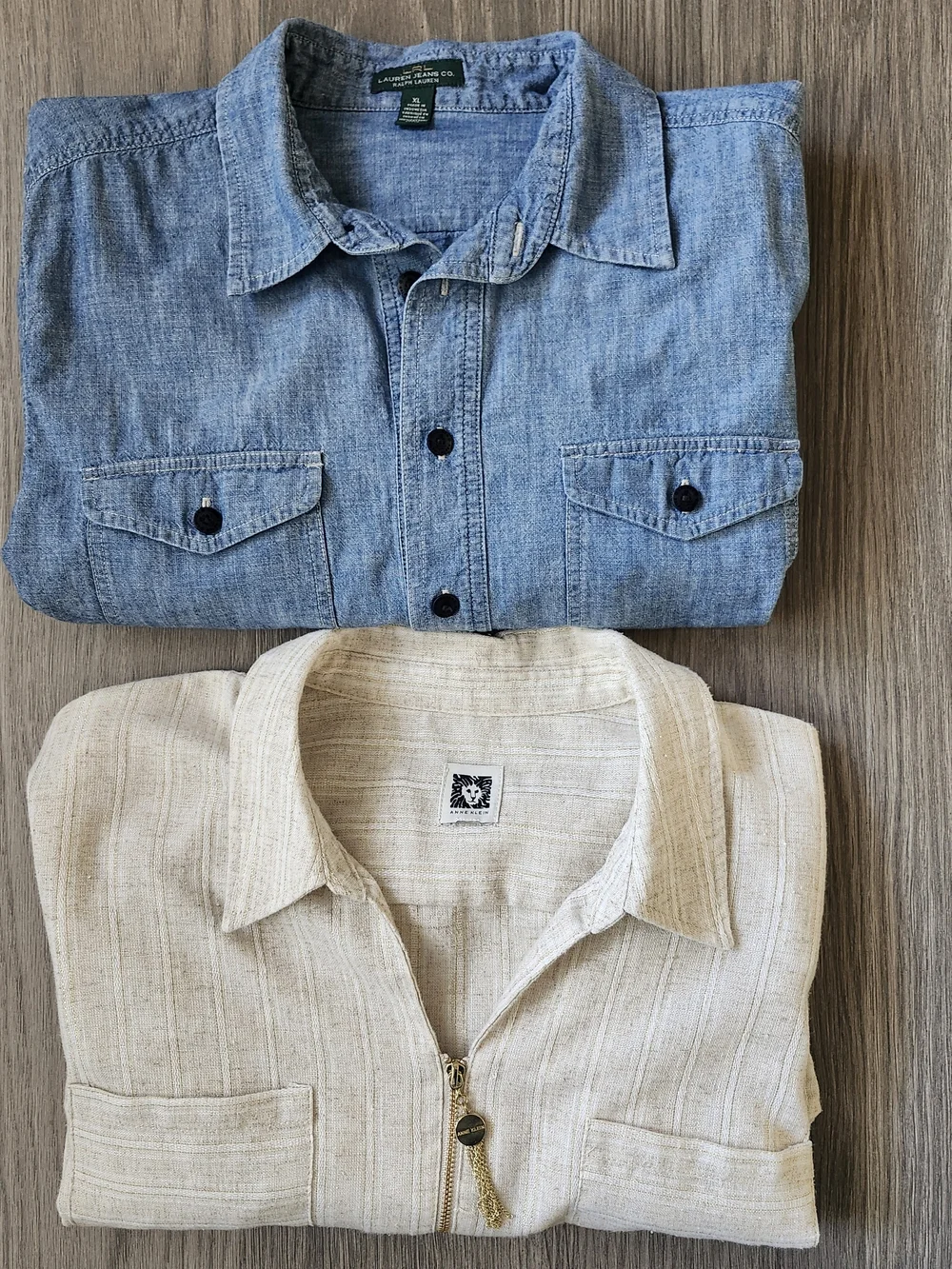 Lot of 2 Shirts Lauren Ralph Lauren & Anne Klein Chambray and Linen Blend - Picture 11 of 12